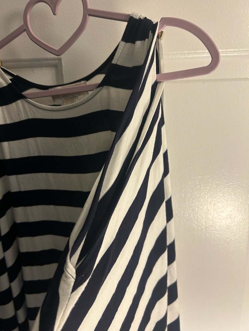 MICHAEL Michael Kors Cold Shoulder Striped Tunic Top Navy White Size M - Picture 3 of 5